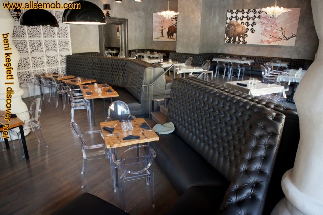 Yüksek Sırtlı Deri Kapitoneli Cafe Sedir Koltuk Özel Ölçü Üretim